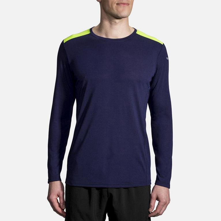 Brooks Men's Distance Long Sleeve Running Shirt - Blue (UGNA60519)